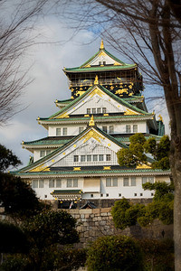 大阪城堡冬天有云多的文化户外武士图片