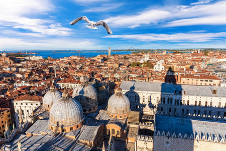 城市意大利威尼斯穹顶和宫殿屋德拉街道图片