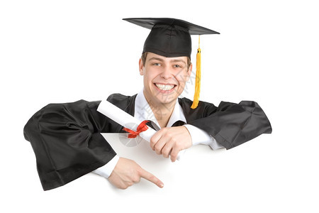 诺维科夫教育成熟带着白色背景的标志微笑男毕业后生图片