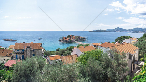 全景地标富有的SvetiStefan岛黑山亚得里海上的豪华酒店SvetiStefan岛黑山图片