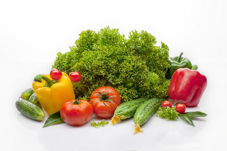 植物白底胡椒西红柿黄瓜白底新鲜蔬菜以及白底新鲜蔬菜香白色的图片