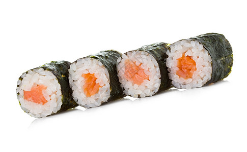 生姜起司白饭背景孤立的寿司卷图片