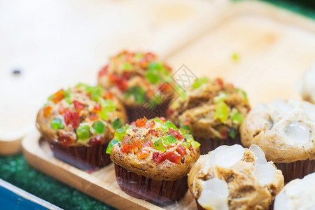 香蕉面包Cupcake松饼泰国街头食品市场甜的烘烤营养图片