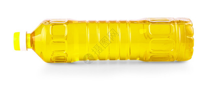 蔬菜塑料瓶中的植物油或葵花与剪切路径隔离包括植物或向日葵油在塑料瓶中与剪切路径隔离瓶装金的图片