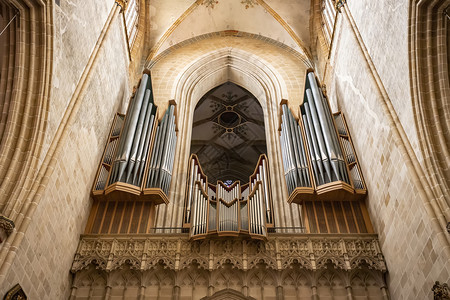 历史的德国乌尔姆2019年7月日大教堂器官管道UlmCathedr的内务最高图片