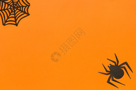 欢乐万圣节概念文字空间TopViewMocockup布局平坦的版面铺万圣节背景橙色黑框架的纸猫头鹰为了神秘嘲笑图片