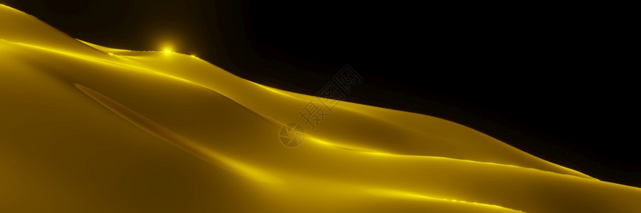 黄金液体浪潮奢侈品溢价模式飞向数字技术全景动画3D投影进入散景插图图片