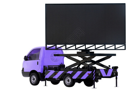 引领空的竞技场车牌广告板上的紫色LLED面板用于签名的广告孤立在背景白色上图片