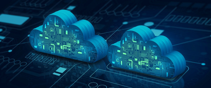 在线的等距那空云计算技术互联网关于电路汇合点与蓝背景云服务摘要蓝背景云服务储存概念3D插图的云计算技术图片