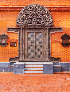 颜色佛教寺庙的红砖墙上美貌图案照片一种细节图片