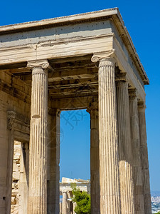 帕台农神庙雅典的卫城寺庙旅游的下午雕像图片