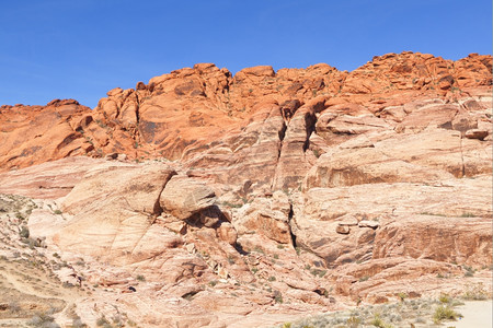 美丽观察Mojave沙漠红岩峡谷的干地和红岩形成情况奥尔洛夫景观图片