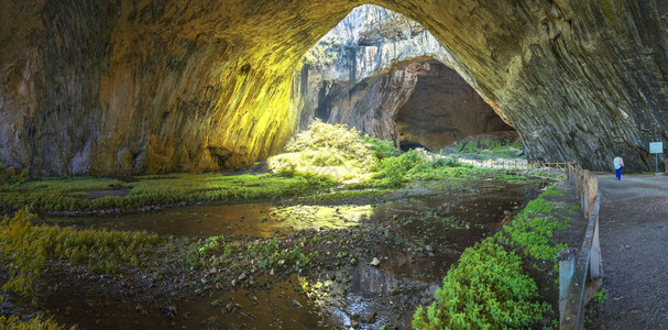 入口保加利亚德维塔基村和奥萨姆河附近德维塔什卡洞穴内的全景保加利亚德维塔什卡洞穴叶子旅游图片