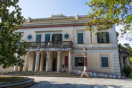 旅游经典的希腊科孚岛蒙雷波斯宫希腊科孚岛的蒙雷波斯宫采取图片
