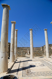 狮子阳台Delos岛是希腊重要考古遗址之一位于希腊不朽的图片