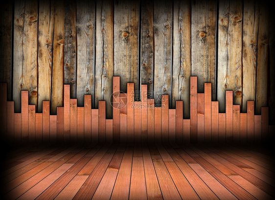 木材排内部背景地板和墙壁两种不同的木制质材结合室内建筑背景装饰风格图片
