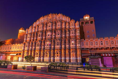 发光的贾伊普尔哈瓦马拉宫印度人引瞩目受欢迎的风图片