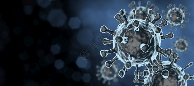 蓝色背景显微镜下的细菌或微生物3D渲染细菌大流行健康风险概念渲染细菌疾病人类艾滋毒图片