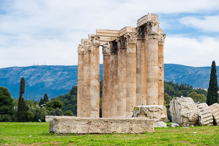 地标文化雅典奥林匹安宙斯古老圣殿的废墟雅典奥林匹亚或宙斯列吸引力图片