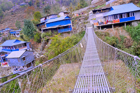 户外地点生态暂停脚桥休息区小村庄TrektoAnnapurna保护区Annapurna基地营尼泊尔喜马拉雅亚洲图片
