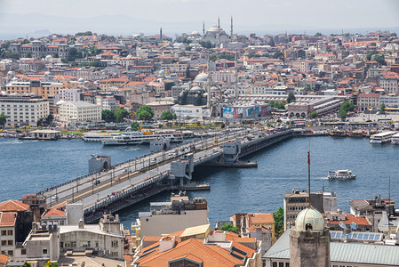 最佳交通土耳其伊斯坦布尔埃米诺努区和土耳其加拉塔桥夏季日顶楼层土耳其伊斯坦布尔市和加拉塔桥顶楼层景点Istambul土耳其071图片