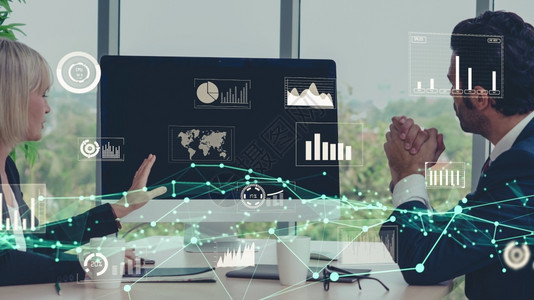 团体男人商业数据分析技术的创意视觉营销分析和投资决策的数字据概念商业分析技术的创意视觉金融科技图片