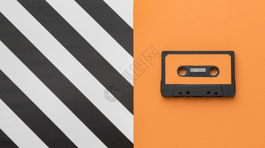 古老的磁带橙色条纹背景技术电子产品邋遢图片
