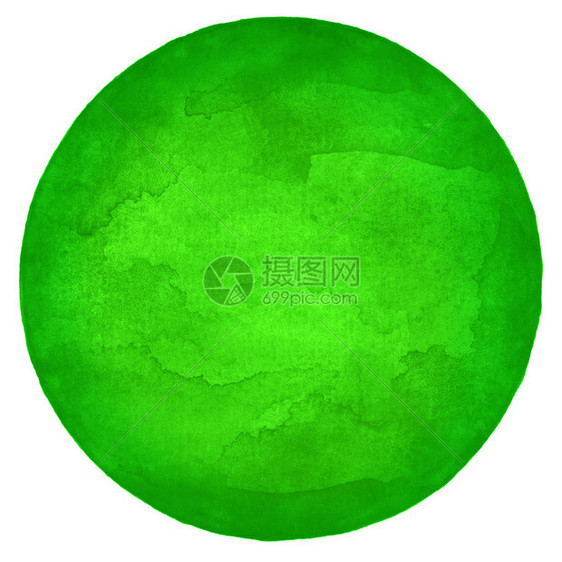形式墨水绿色空圆彩形状在白背景上孤立的油漆纹理以手工制作的技术创造空圆形岩浆背景摘要原样溅图片