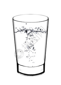 玻璃透明泼溅一杯水和在白色背景上图片
