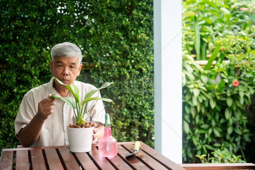 年长的为了一个快乐和微笑的亚洲老年人在退休后家安放业余爱好老年人幸福生活方式和良好健康的概念长者过好生活夏天图片