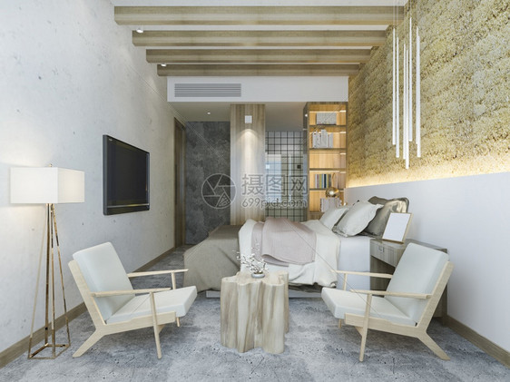 家具3d在度假旅馆和村提供豪华热带卧室套房翻新屋图片