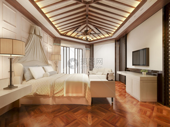 椅子3d在度假旅馆和村提供豪华热带卧室套房墙优质的图片