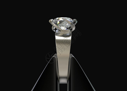 富有的美丽奢华3d向侧看钢粘紧的纯钻石环黑色背景上孤立的剪切路径图片