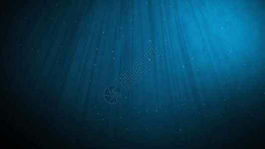 透明降低在深水蓝大洋下美丽的光照反射窗帘和泡动画3D制作水肺图片