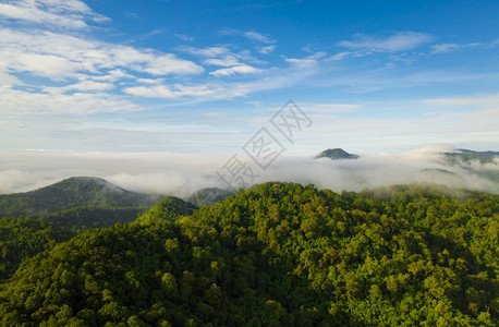 风景般的云海和雾在高山上漂浮图片