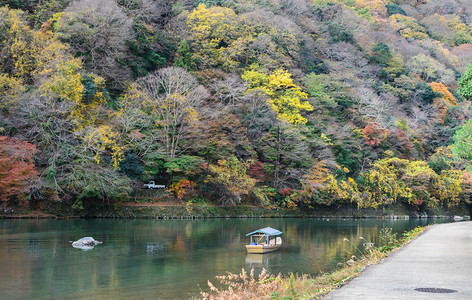 美丽的浅山和日本京都林长谷川河的美丽秋色嵯峨野户外图片