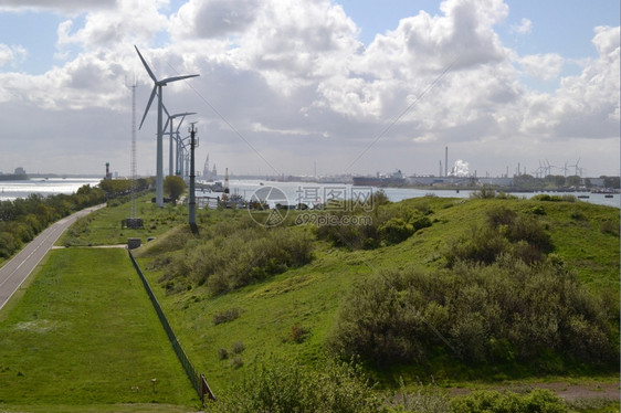 迪克在Rozenburg的国土上除了自然以外许多行业都能看到鹿特丹港荷兰新博特莱克图片