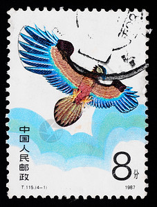 纸语言1987年在印刷的一张邮票上展示了天空中的鹰形风笛邮政图片