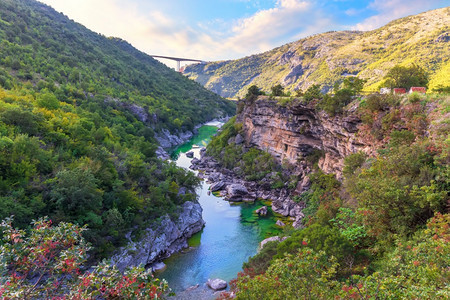 莫拉恰河峡谷美丽的风景黑山自然旅游户外图片