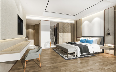 洗手间3d提供现代蓝色豪华套房和浴室卧内的图片