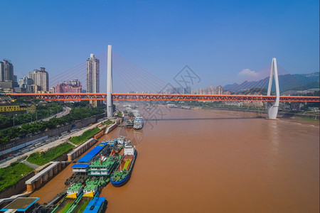 城市风景优美晚上重庆河江图片