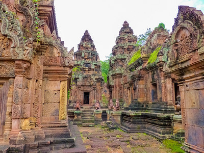 结石亚洲旅游BanteaySrei废墟寺庙吴哥暹粒柬埔寨图片