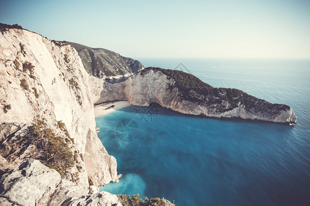 在希腊伊奥尼亚海岛的Zakynthos岛上沉船太阳景观旅行图片