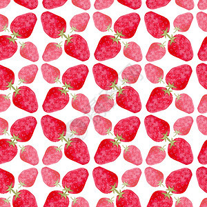 打印无缝图案与红色草莓水彩可爱背景甜浆果包装设计或纸自制果酱饰红色草莓无缝图案自制果酱装饰动机甜的图片