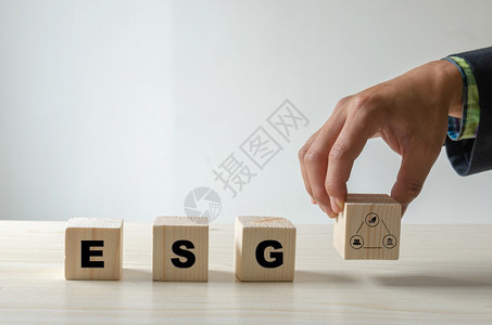 活力环境社会和治理ESG投资组织增长木立方体象征着ESG概念商业单词图片
