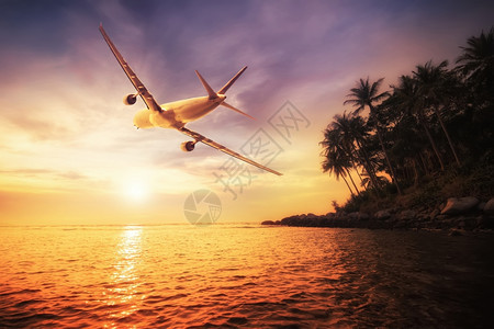 异国情调岛海飞机越惊人的热带日落风景泰国旅行目的地泰国旅游目的地图片