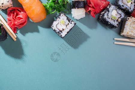 堀北真希写真照食物蔬菜东方的具有复制空间寿司滚动表背景