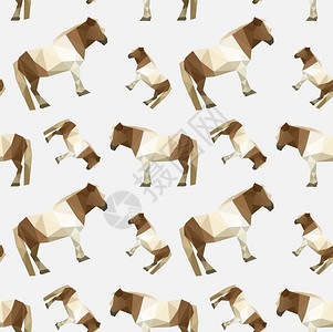 现代配有无缝折纸马型的平板设计说明铁牛仔多边形图片