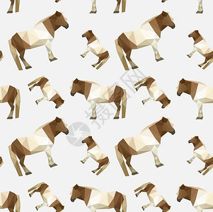 现代配有无缝折纸马型的平板设计说明铁牛仔多边形图片