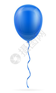 丝状的飞行生日以白色背景隔离的带丝状储量矢插图用于庆祝蓝色气球泵